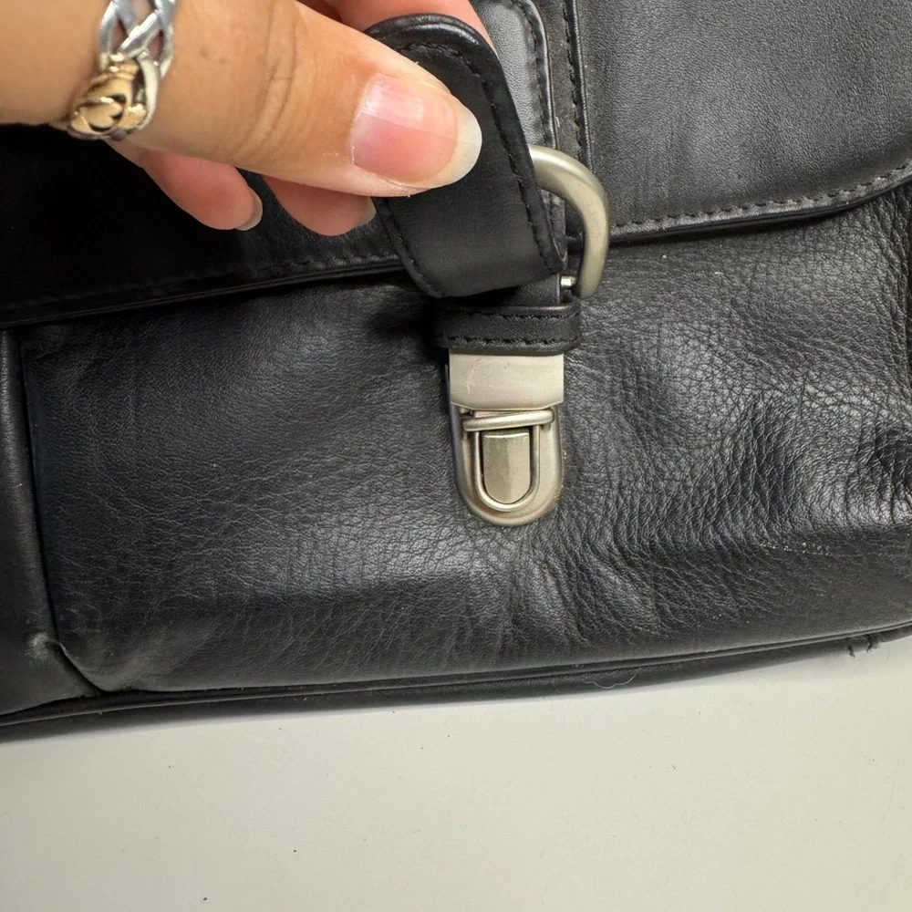 Vintage Genuine Leather Black Briefcase Black Leather